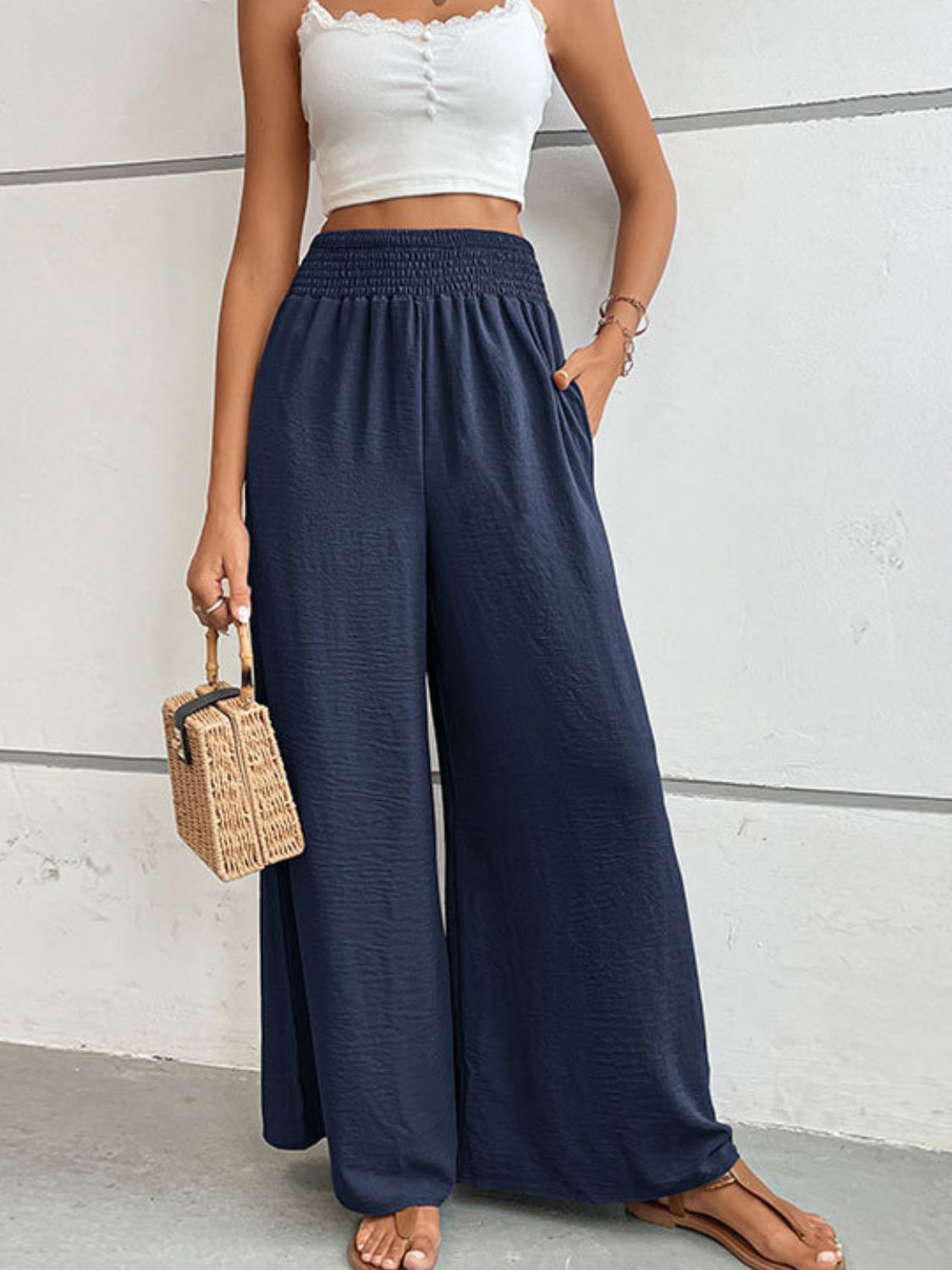 Wide Waistband Relax Fit Long Resort Pants