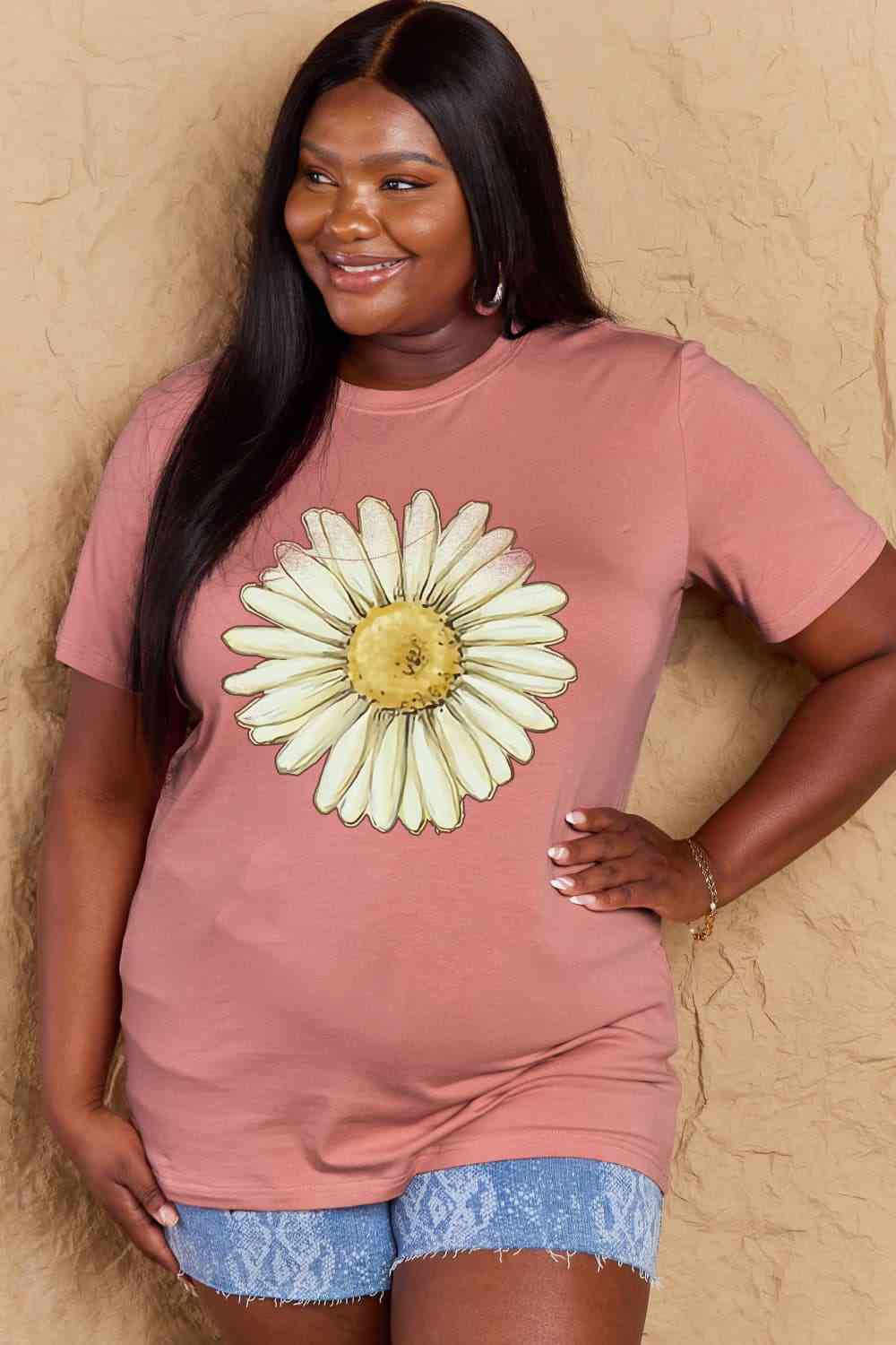 FLOWER Graphic Cotton Tee up to 3XL