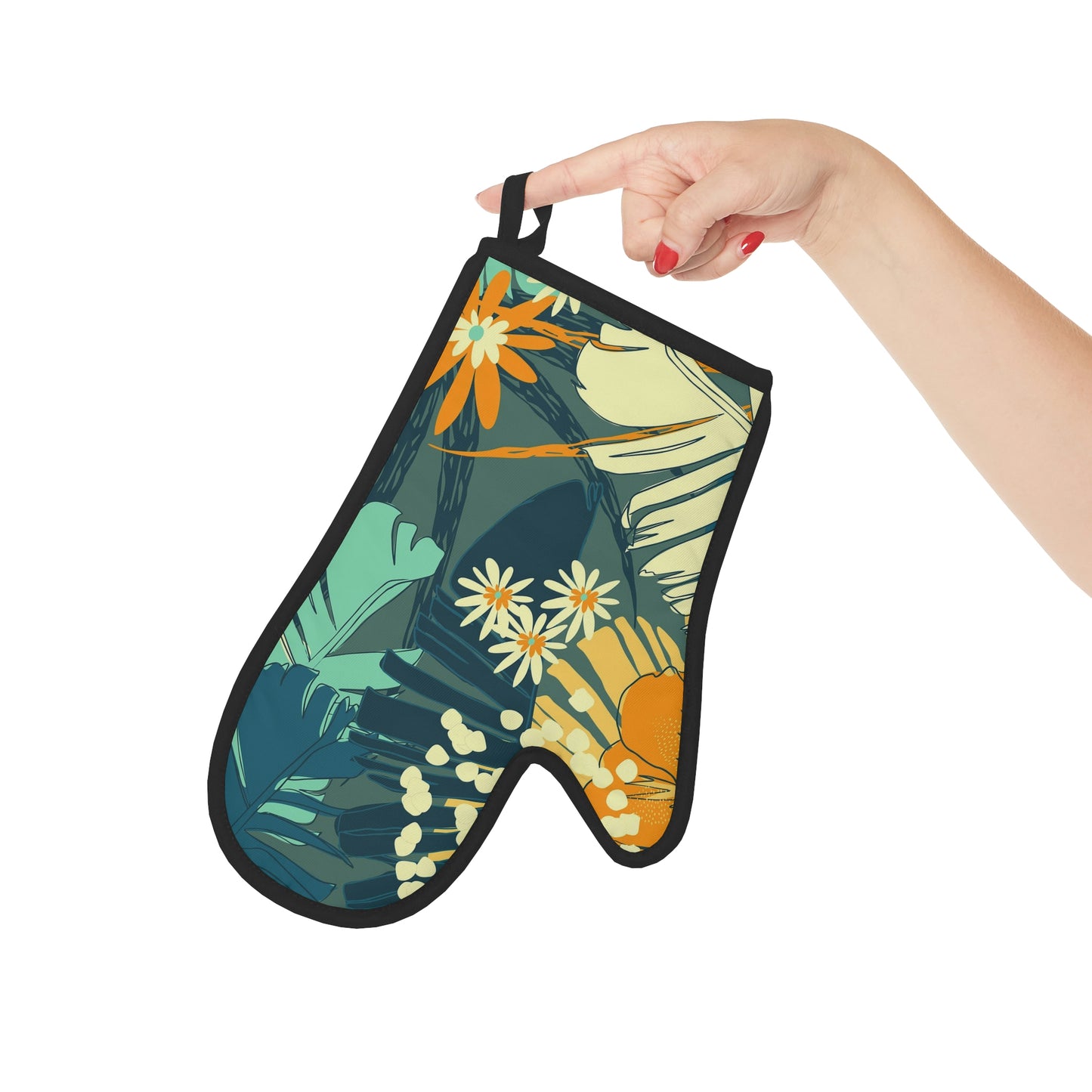 Jungle Blues Collection Oven Glove, Tropical Designer Oven Glove, Oven Mit.