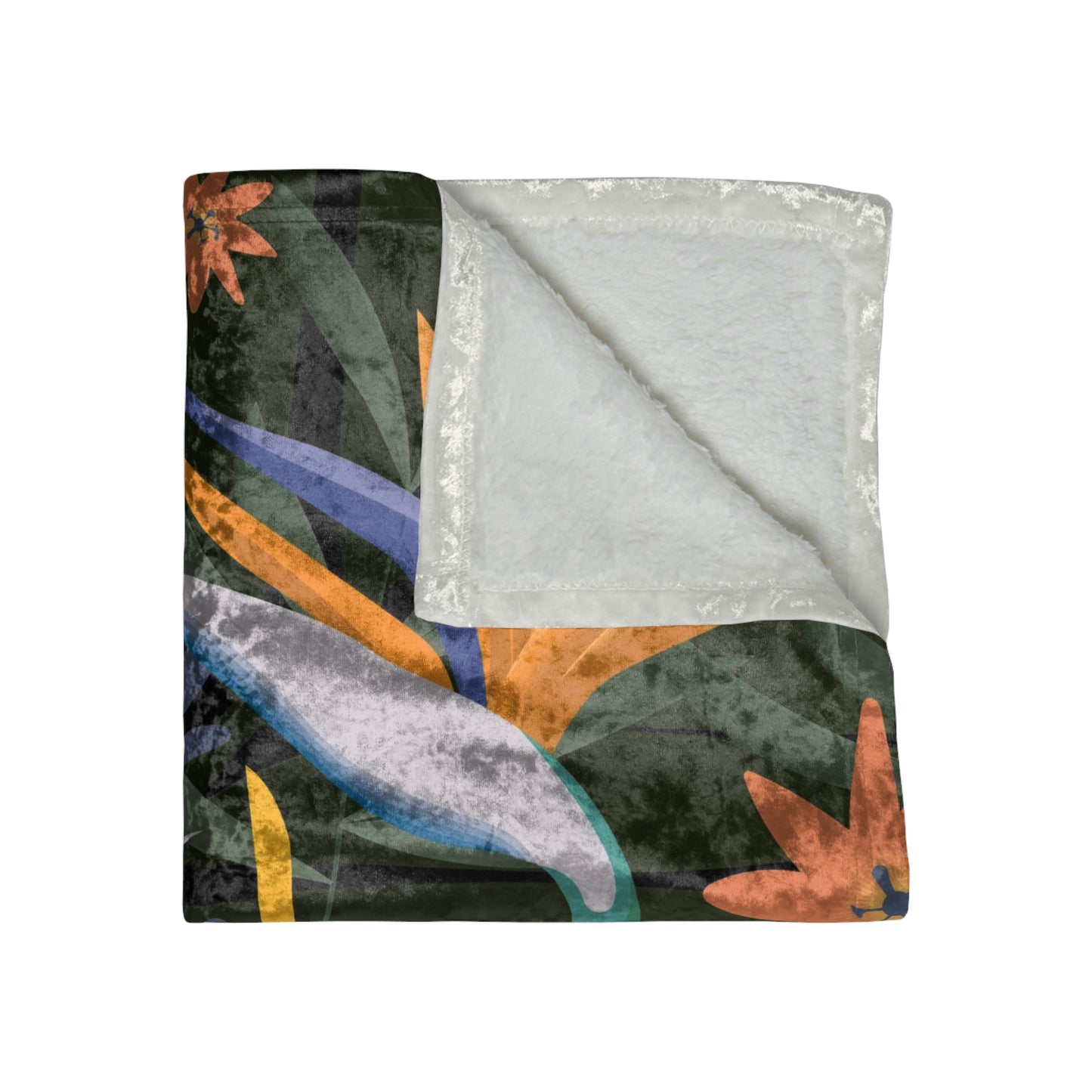 Bird of Paradise Crushed Velvet Blanket, Tropical Boho Velvet Blanket, Tropical Gift for any Fine Home