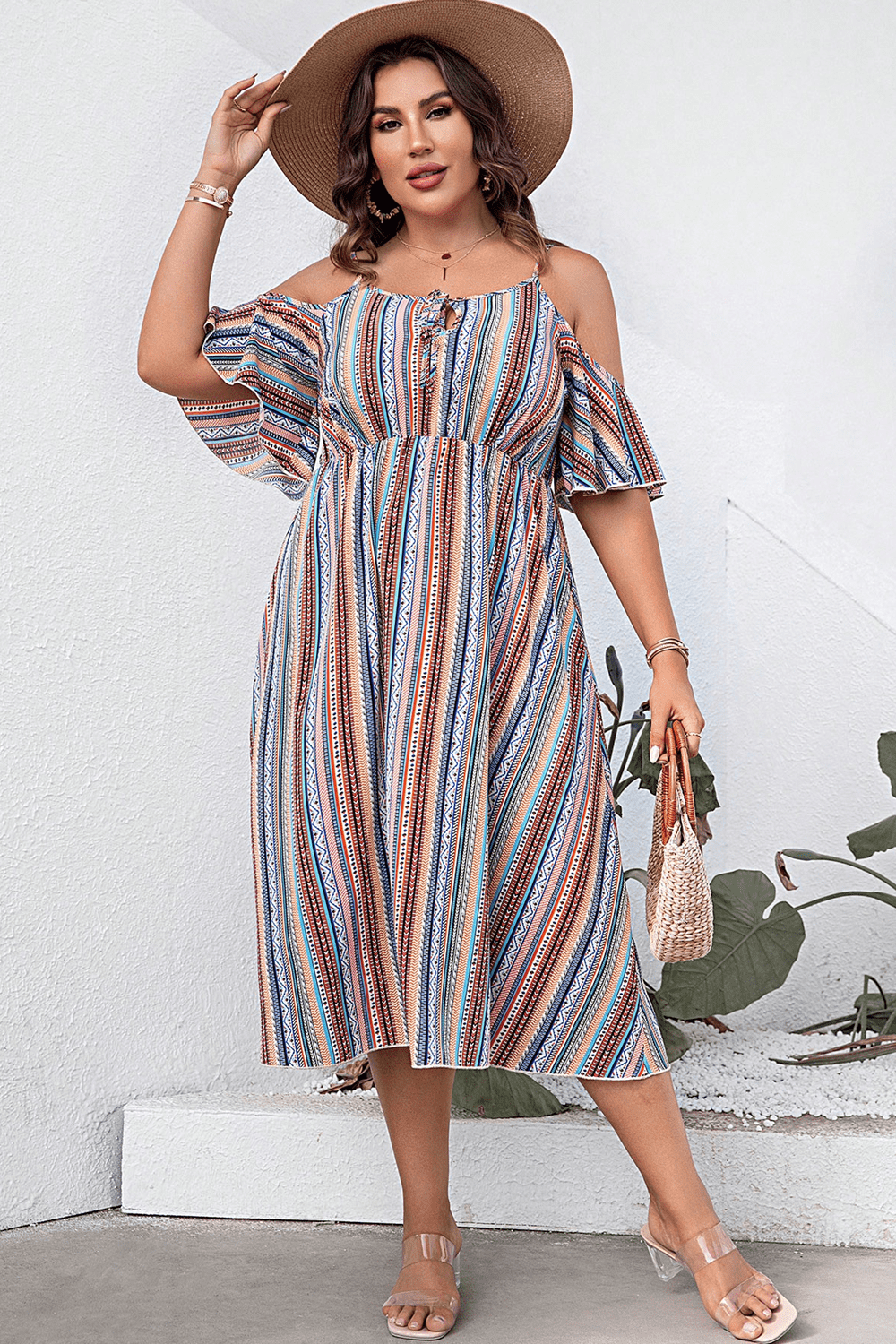 Plus Size Striped Beach Dress