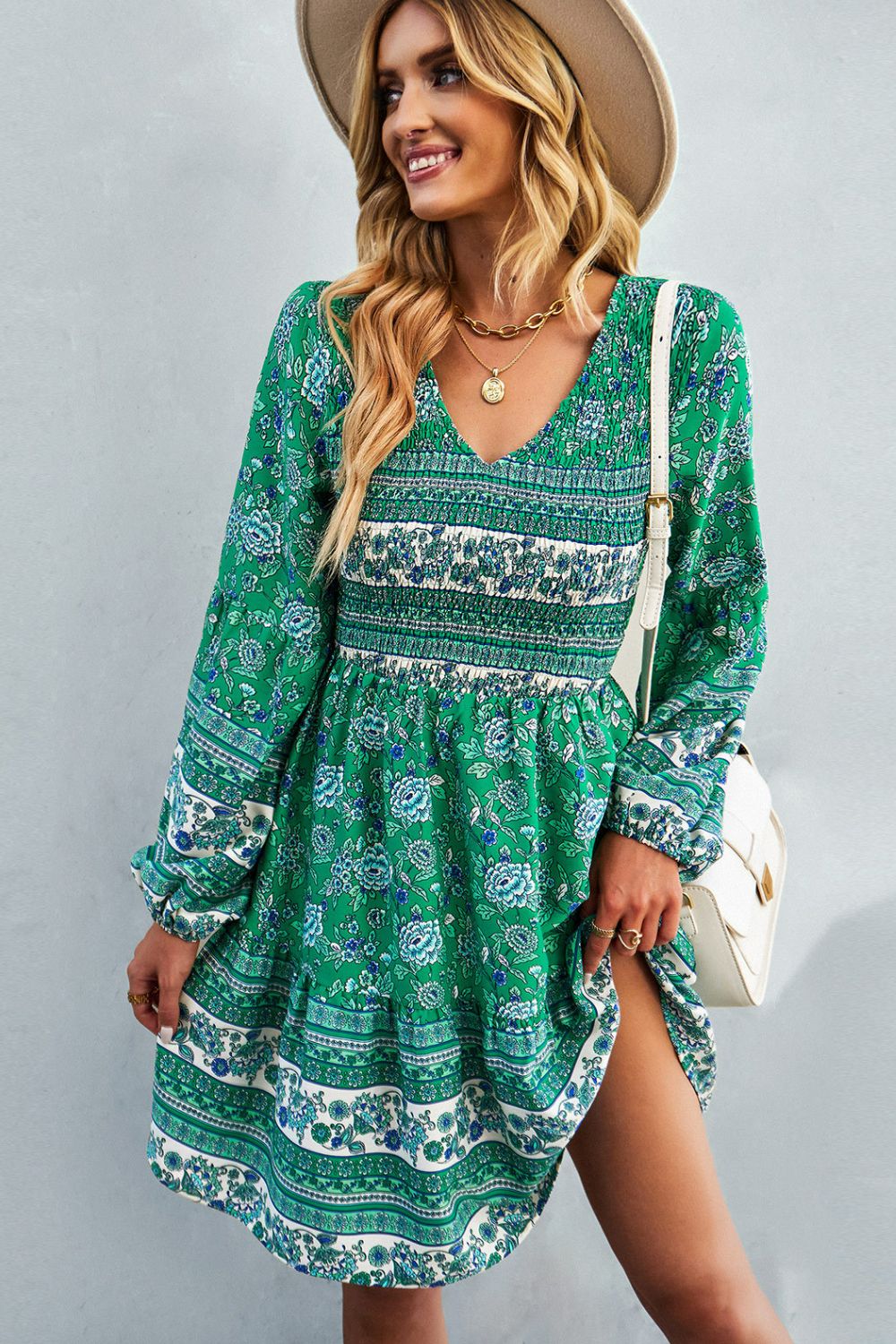 Bohemian Long Sleeve Resort Dress, Boho Summer Dress