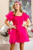 BiBi Puff Sleeve Organza Mini Dress