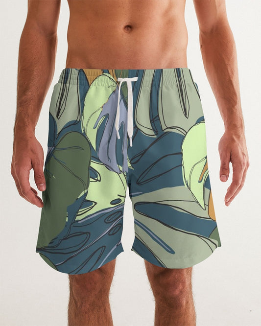 Hawaii Monstera Men's Tropical Print Swim Trunk UPF50+