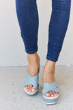 Vacation Platform Sandals in Misty Blue