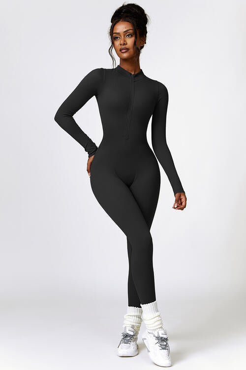 Half Zip Long Sleeve Sport Jumpsuit