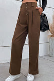 Resort Style Pleated Waist Wide Leg Pants with Pockets