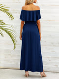 Classy Off-Shoulder Slit Resort Vacay Maxi Dress