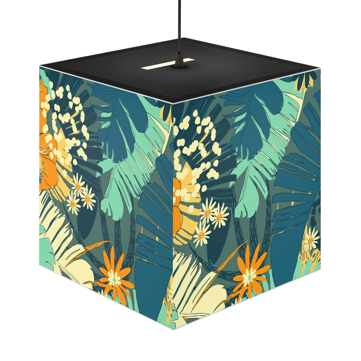 Jungle Blues Collection Lamp, Modern Tropical Decor Light Cube Lamp