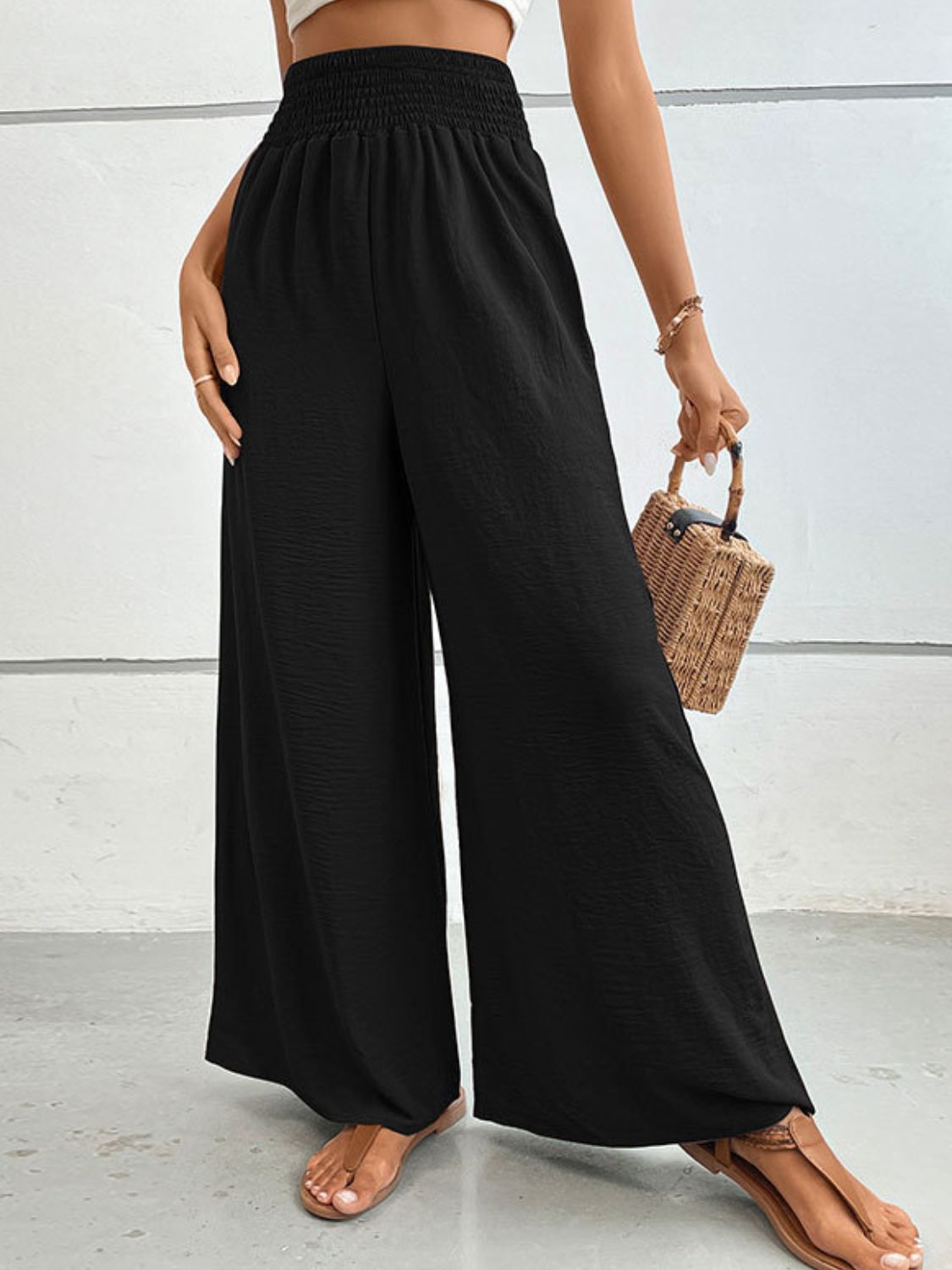 Wide Waistband Relax Fit Long Resort Pants