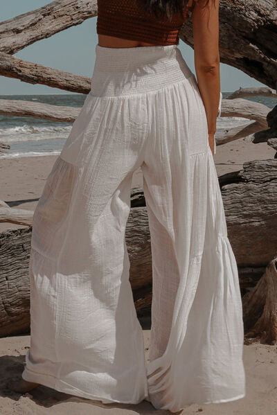 Hot Tropical Silk Viscose Wide Leg Beach Pants