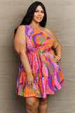 Plus Size One Shoulder Mini Dress