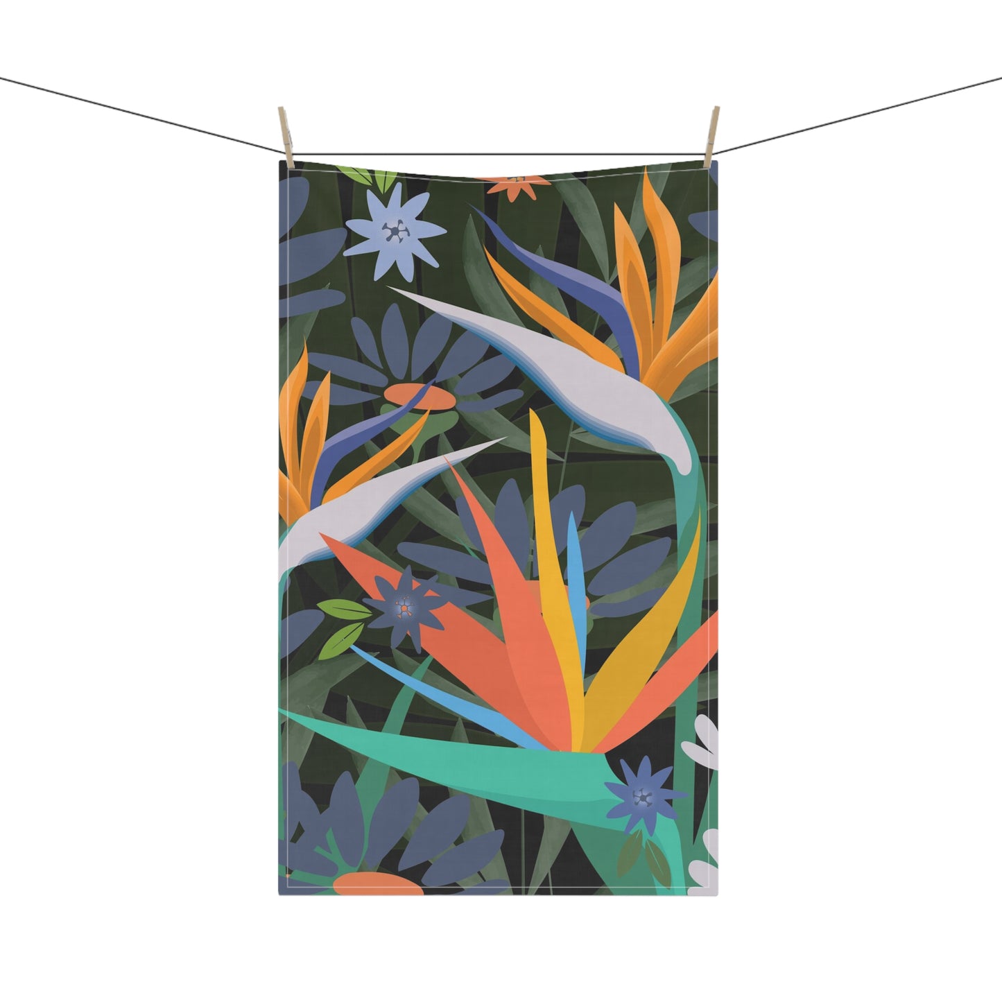Bird of Paradise Kitchen Towel, Tropical Boho Kitchen Towel