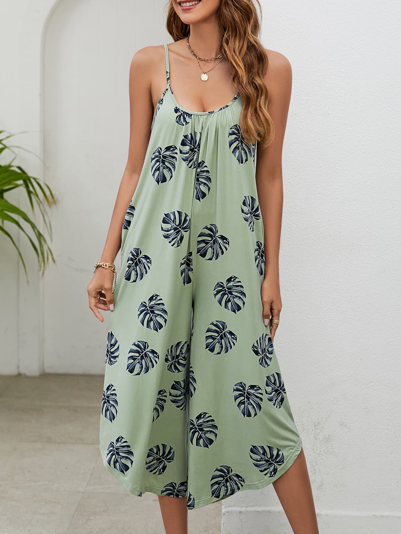 Monstera Leaf Vacation Romper