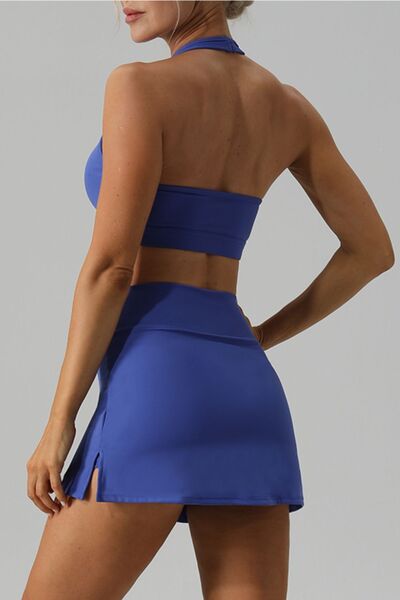 Halter Neck Tank and Slit Skirt Active Set