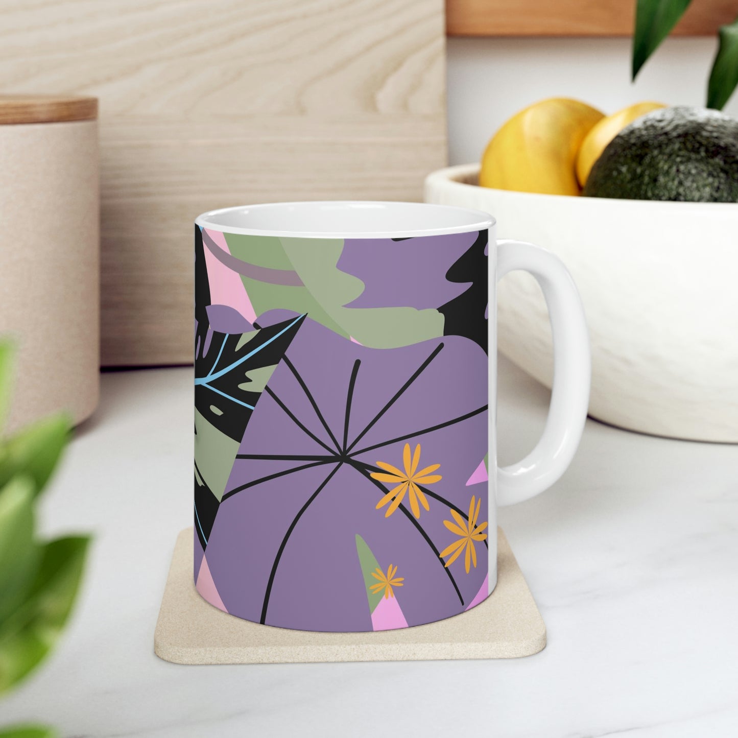 Custom Designed Tropical lavender Jungle Collection Ceramic Mug 11oz