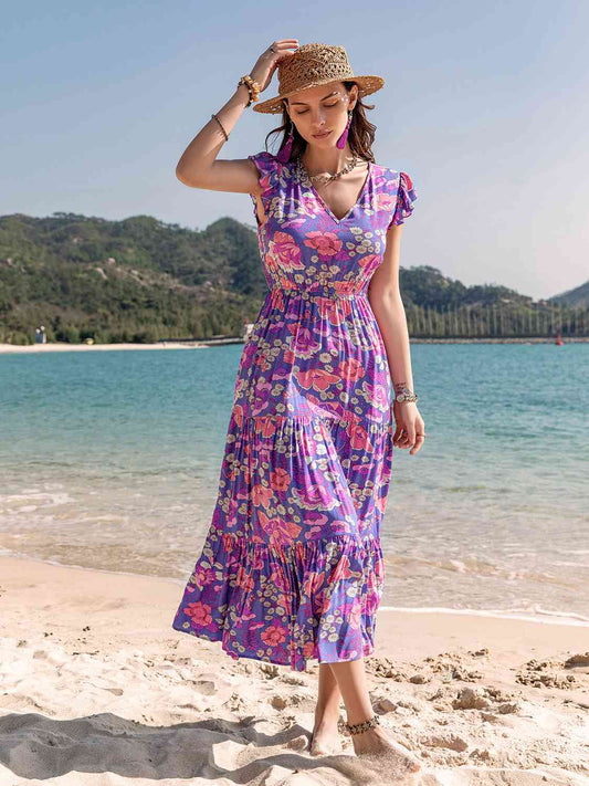 Beachy Floral Midi Beach Dress