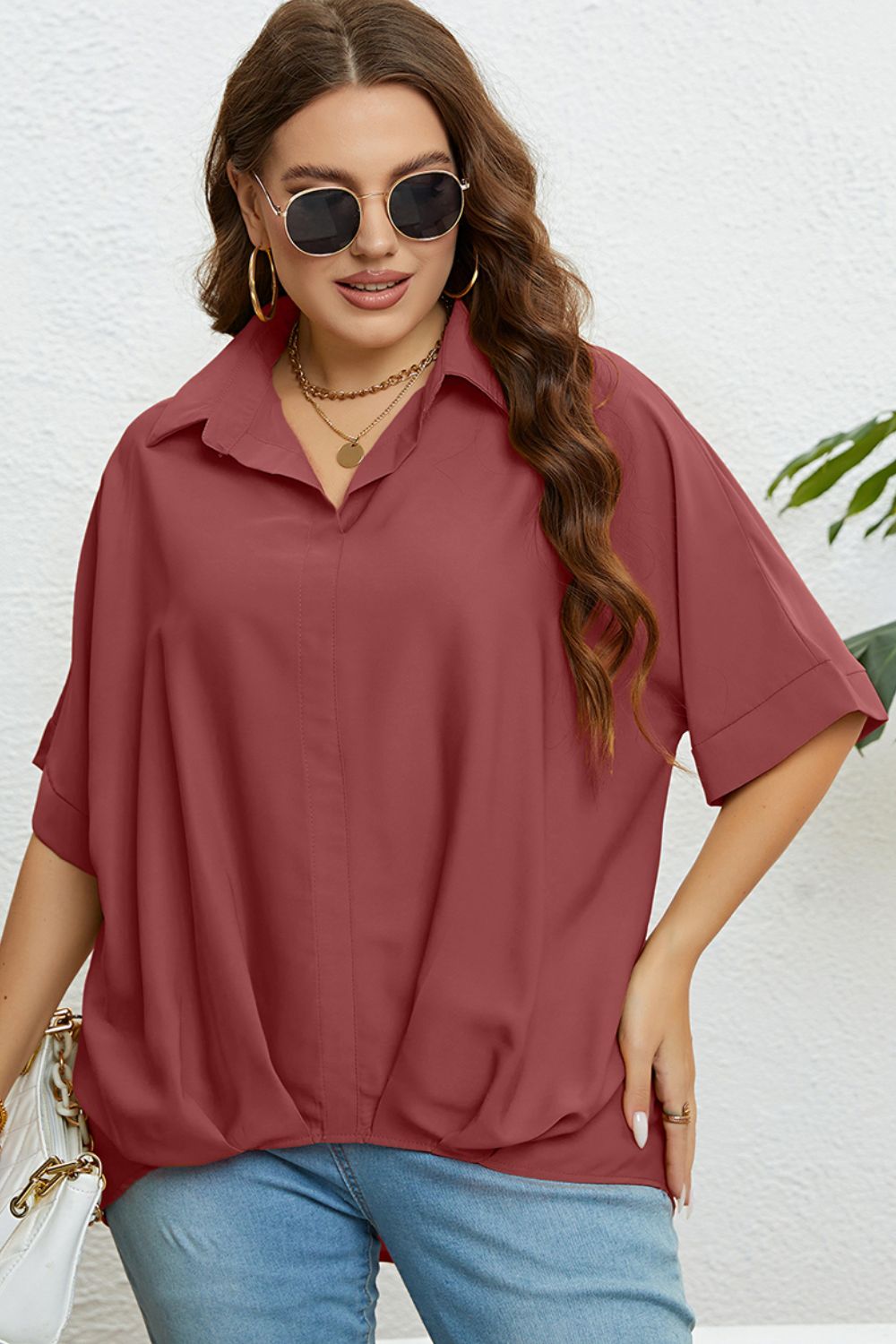 Plus Size Long Resort Blouse, Vacation Top