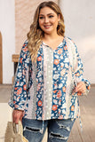 Plus Size Floral Tie Neck Boho Summer Blouse