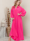 Pink Long Sleeve Beach Dress