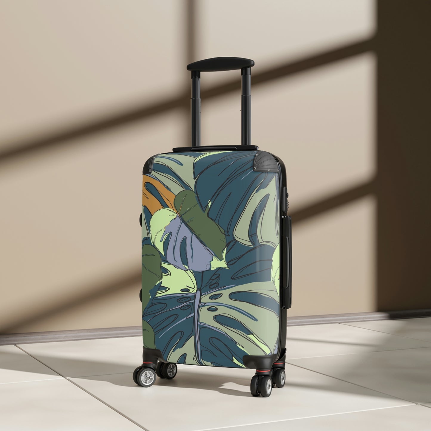 Hawaii Monstera Collection Suitcases, Tropical Custom Designed Monstera Leaf Suitcases