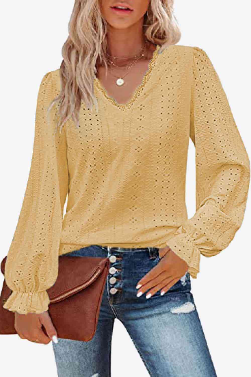 Plus Size Flounce Sleeve Summer Top