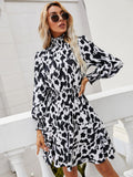 Black and White Short Turtleneck Resort Dress