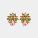 Flower Shape Glass Stone Stud Earrings