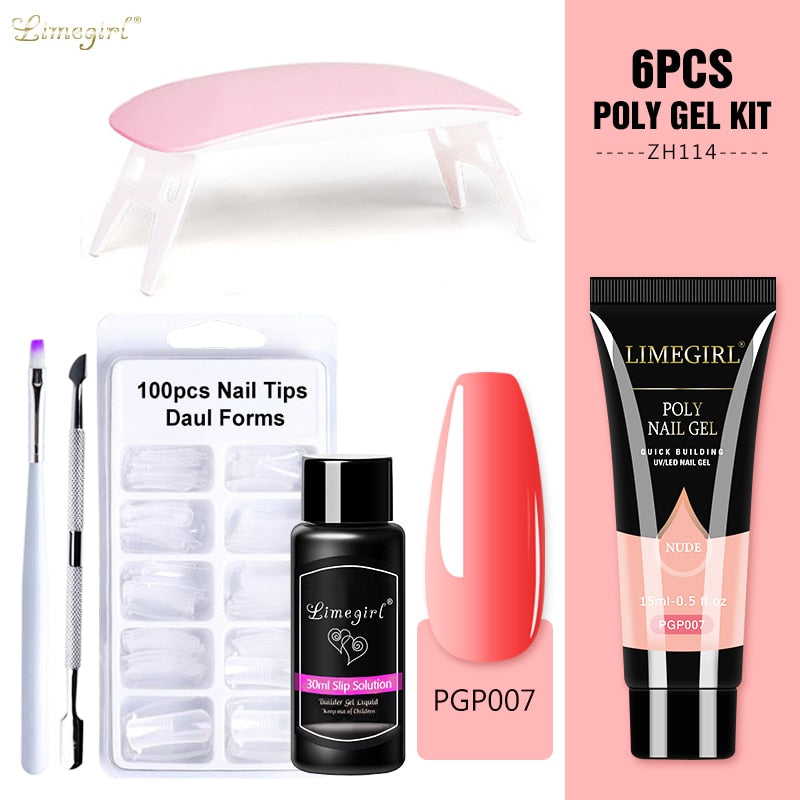 Poly Nail Gel Kit With 54W UV Lamp