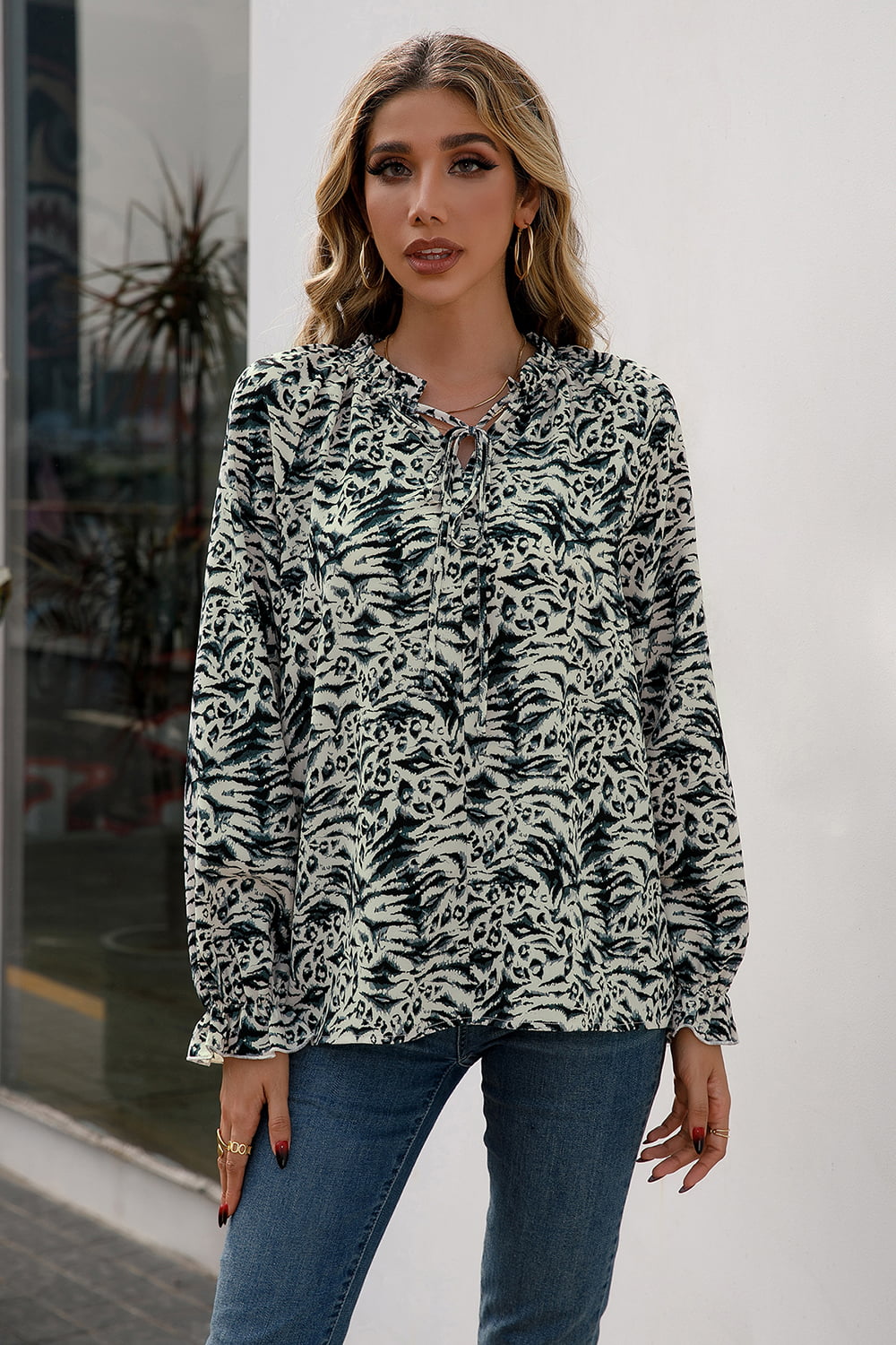 Resort Flounce Sleeve Blouse