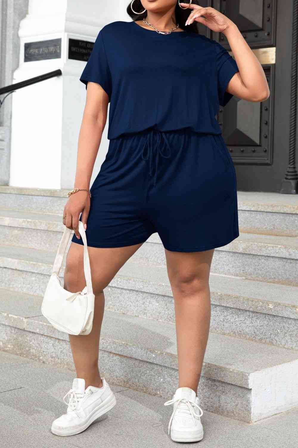 Plus Size Vacation Romper with Pockets