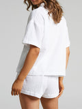 Texture Button Up Shirt and Resort Shorts Set