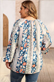 Plus Size Floral Tie Neck Boho Summer Blouse