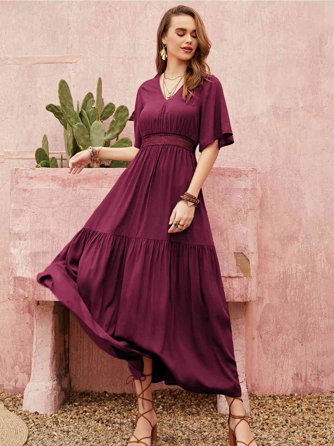 Classic Cerise Resort Midi Dress