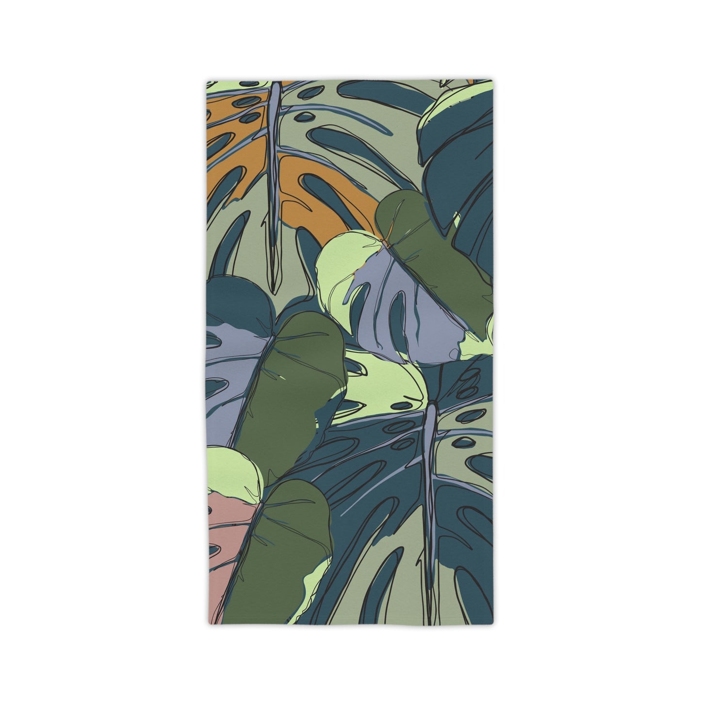 Hawaii Monstera Beach Towels, Custom Designer Tropical Print Monstera Beach Towels