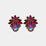 Flower Shape Glass Stone Stud Earrings