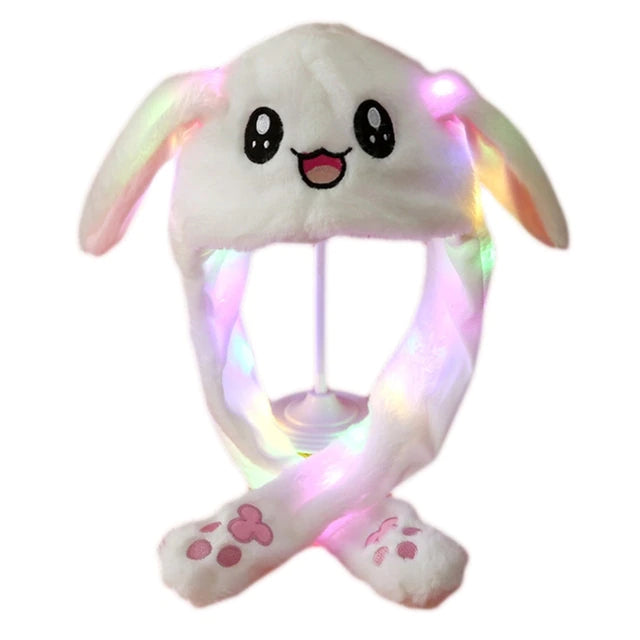 Plush Hat with Movable Ears and LED Light - Princess Core Rave Hat