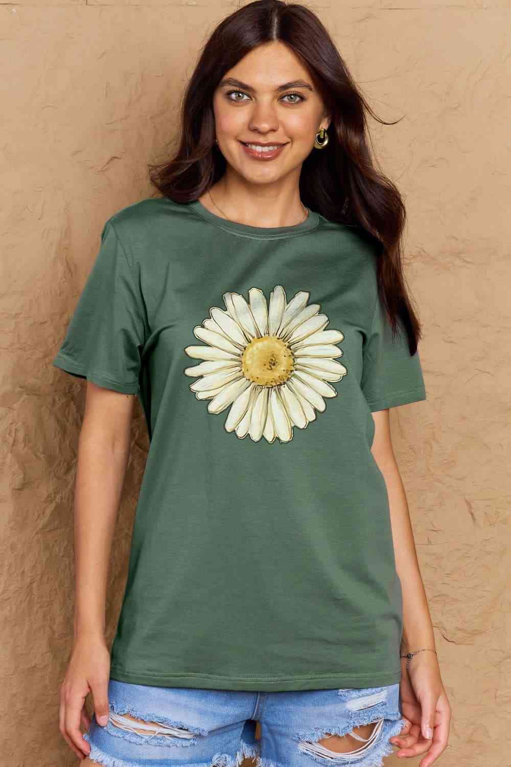 FLOWER Graphic Cotton Tee up to 3XL