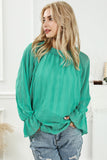 Round Neck Flounce Sleeve Blouse