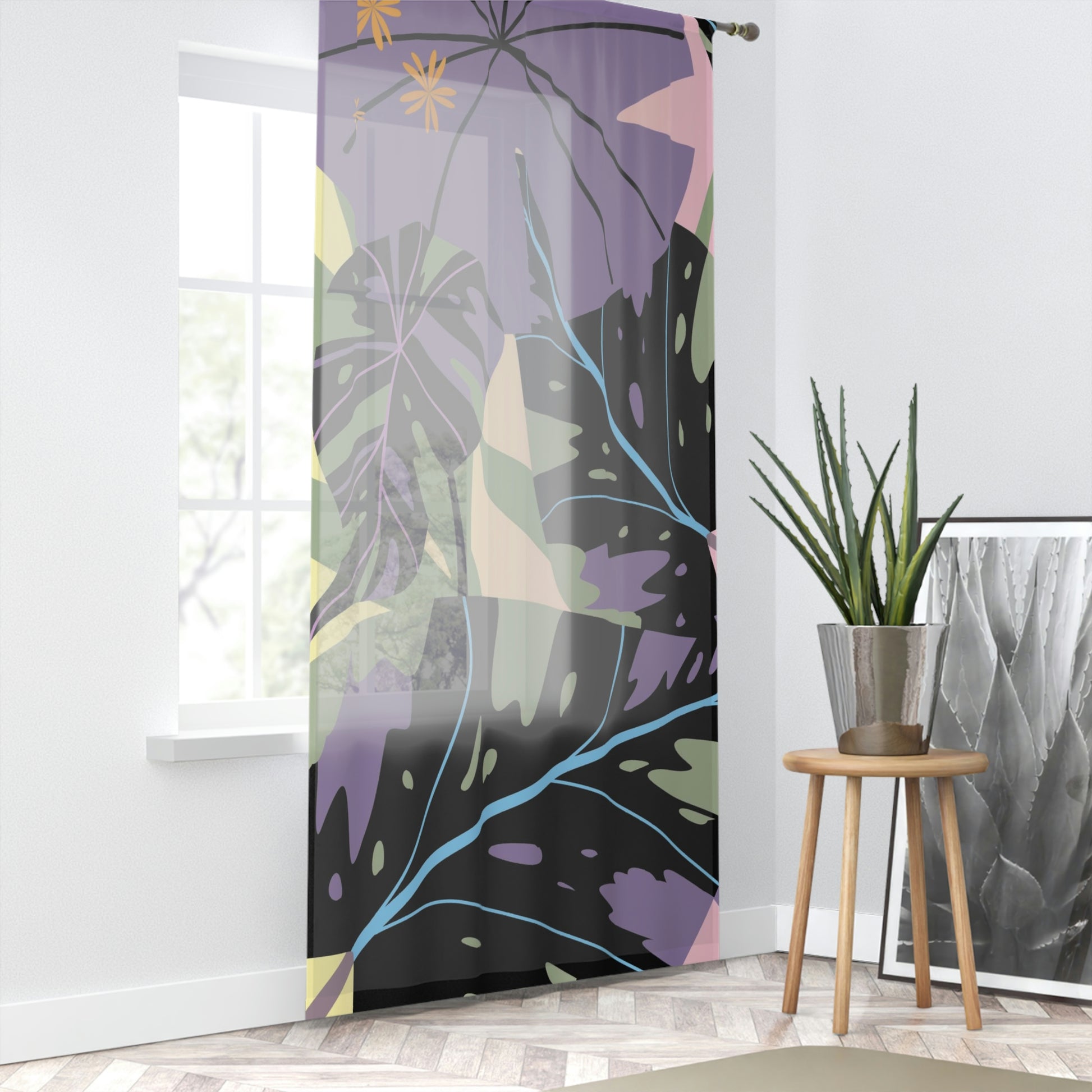 Lavender Jungle Collection Sheer Window Curtain