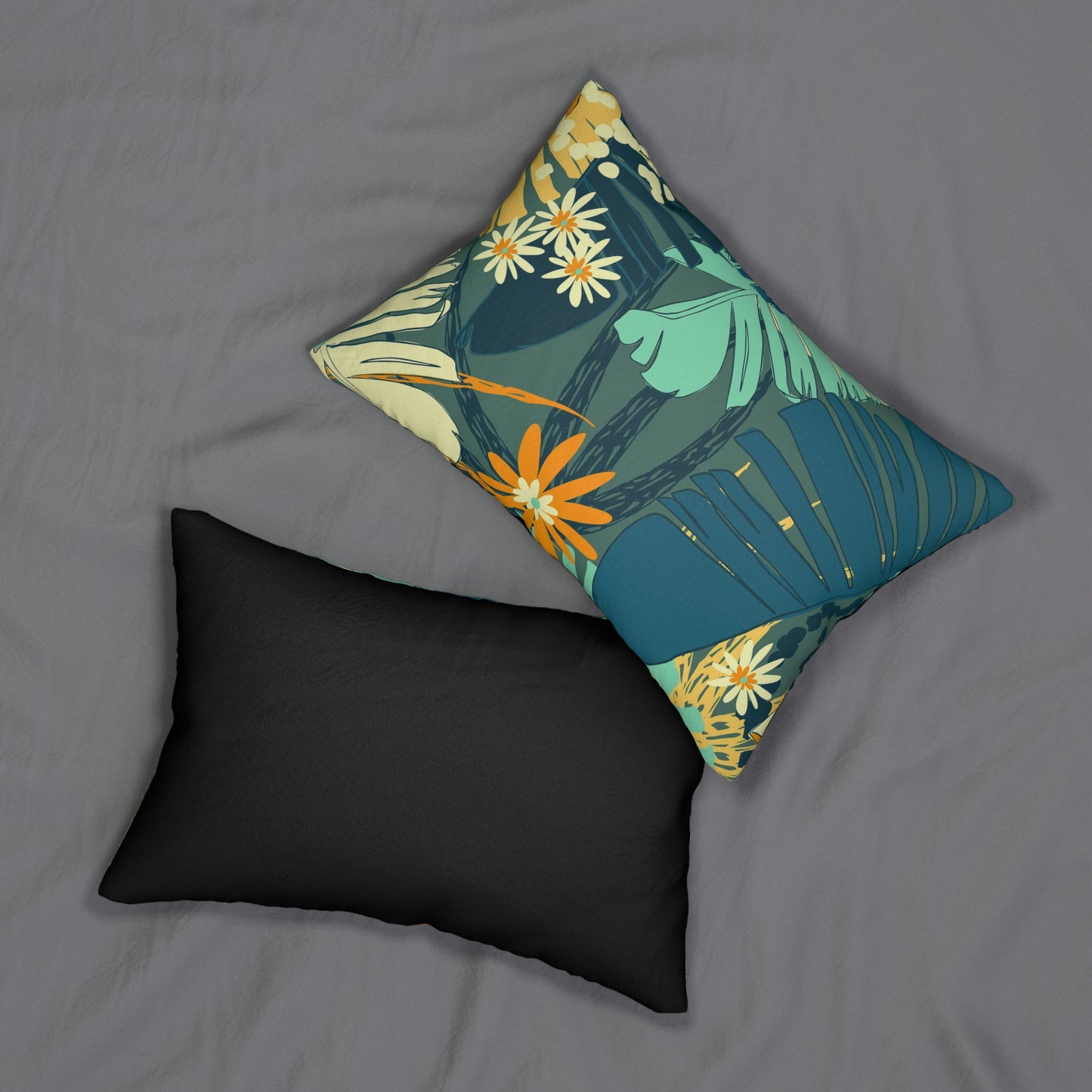 Jungle Blues Collection, Tropical Home Decor Lumbar Pillow