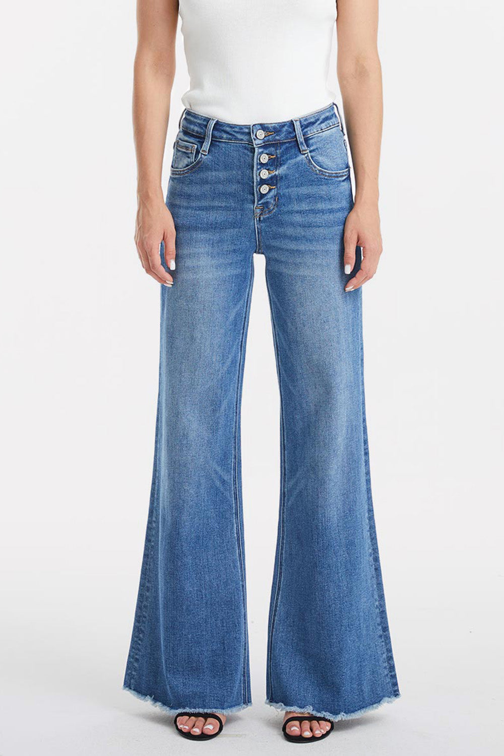 Full Size High Waist  Wide Leg Mom Jeans