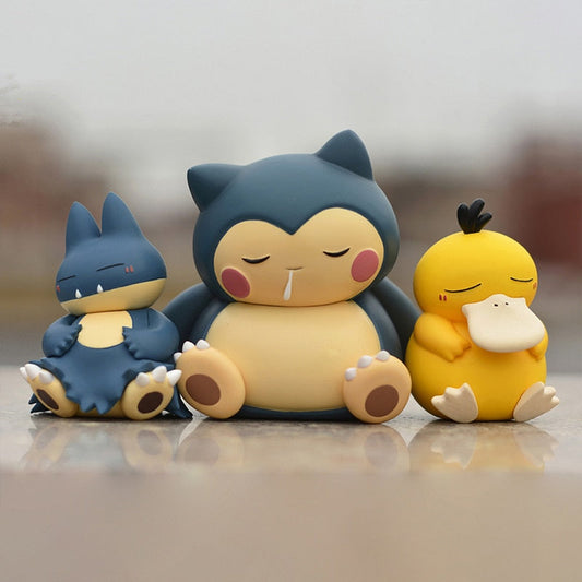 Pokémon - Sleepy Chibi Snorlax, Munchlax, and Psyduck Plush Toys, Anime Characters