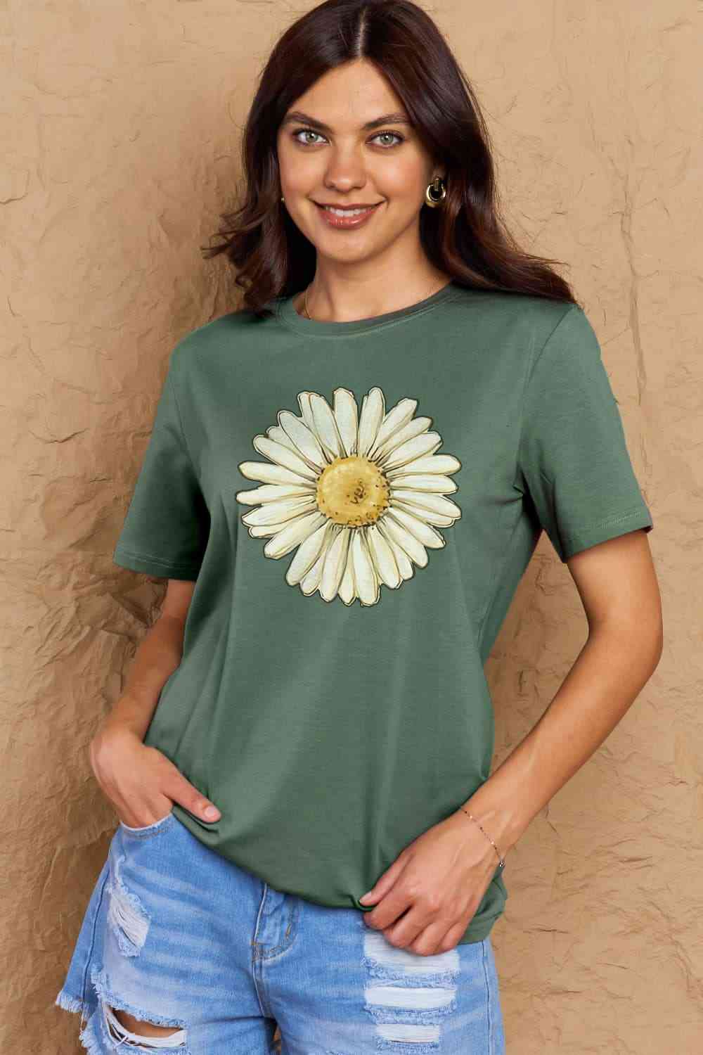 FLOWER Graphic Cotton Tee up to 3XL