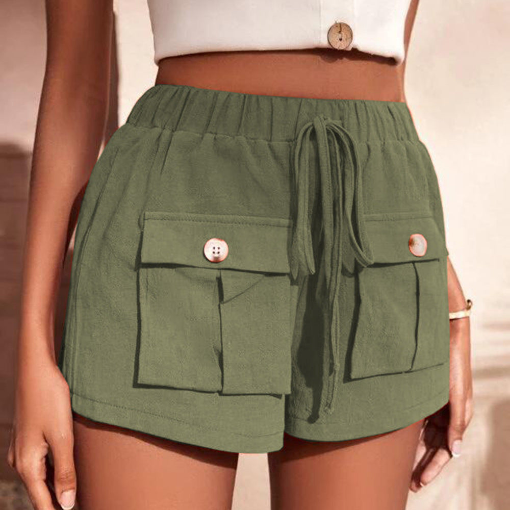Tie Waist Cargo Vacation Shorts With Cool Pockets