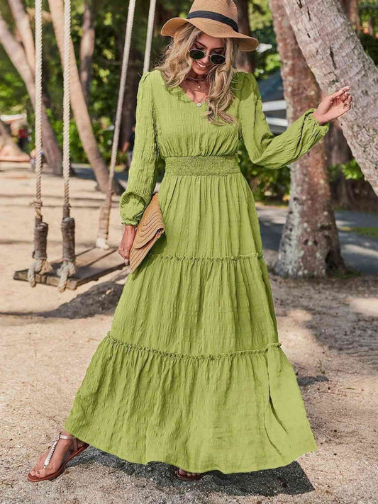 Boho Long Sleeve Beach Maxi Dress