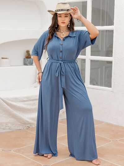 Plus Size Ribbed Summer Jumpsuit