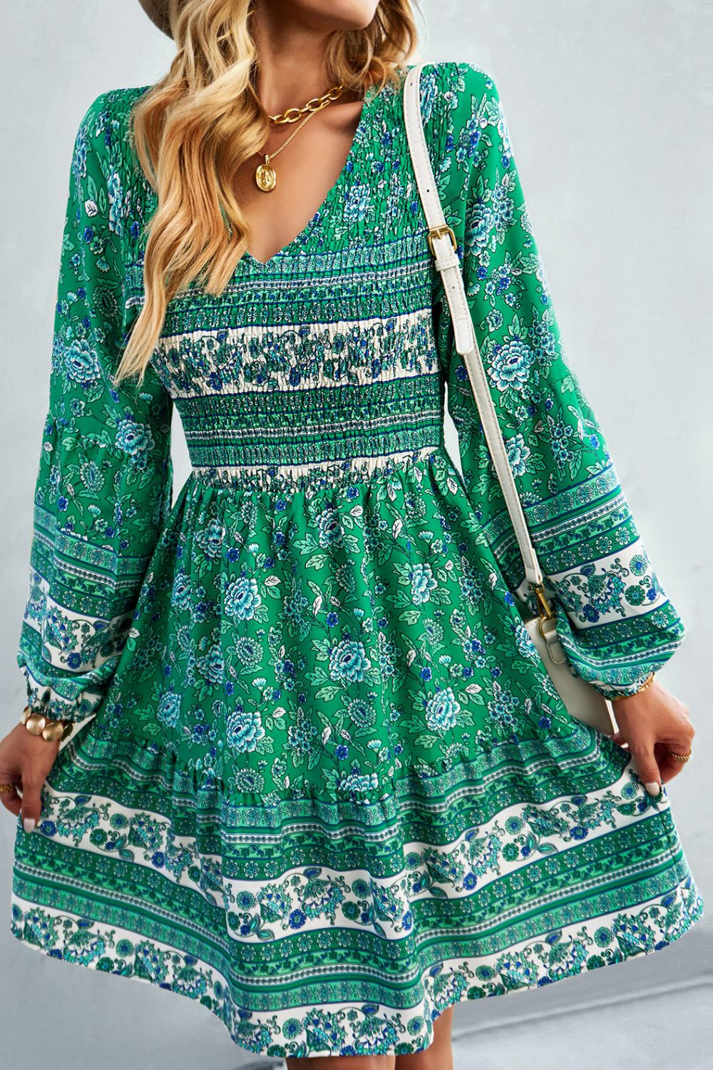 Bohemian Long Sleeve Resort Dress, Boho Summer Dress