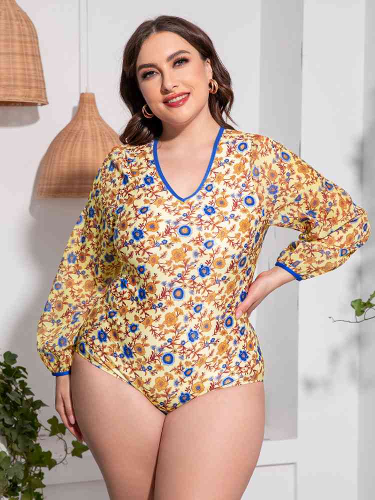 Plus Size Floral Swimsuit