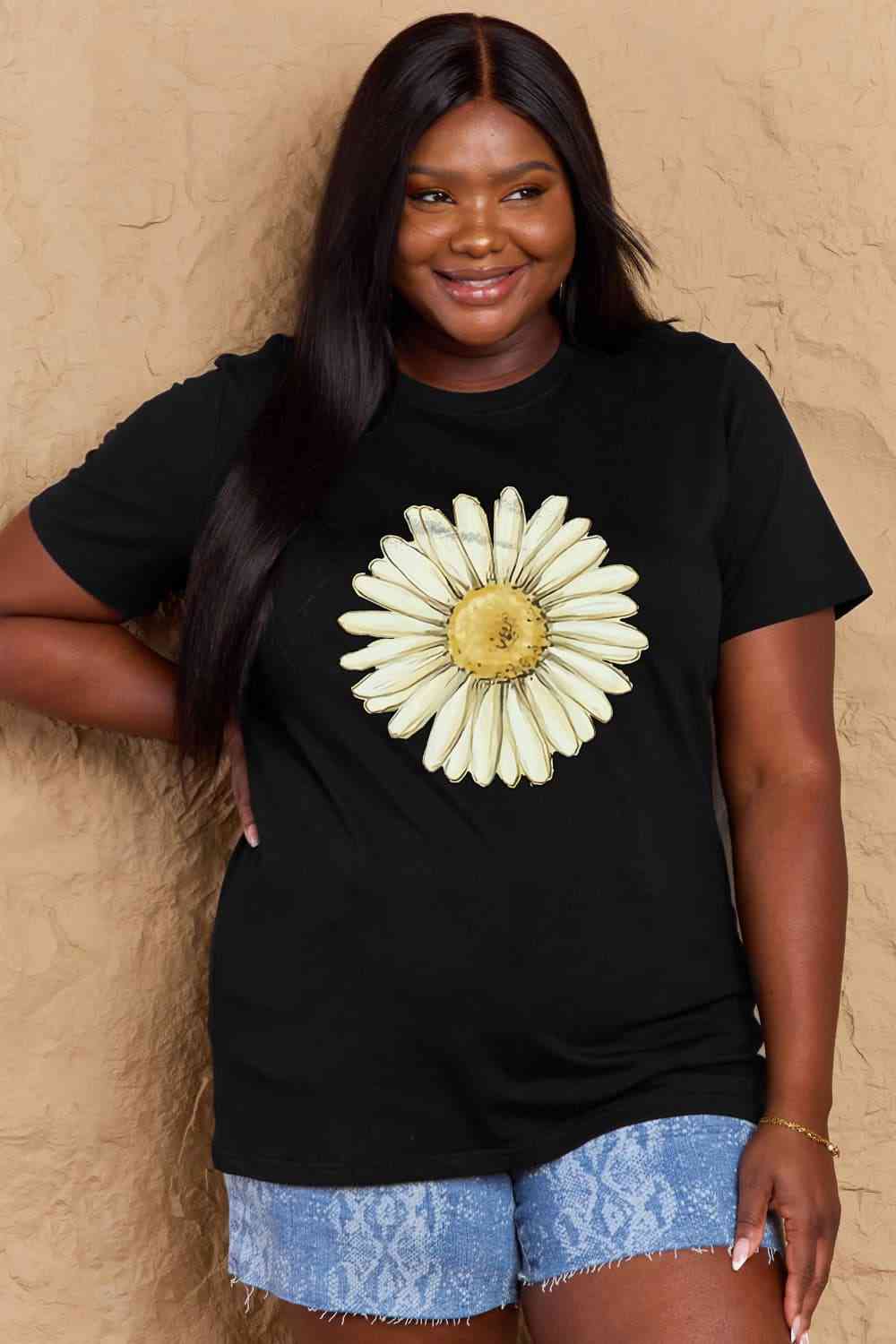 FLOWER Graphic Cotton Tee up to 3XL